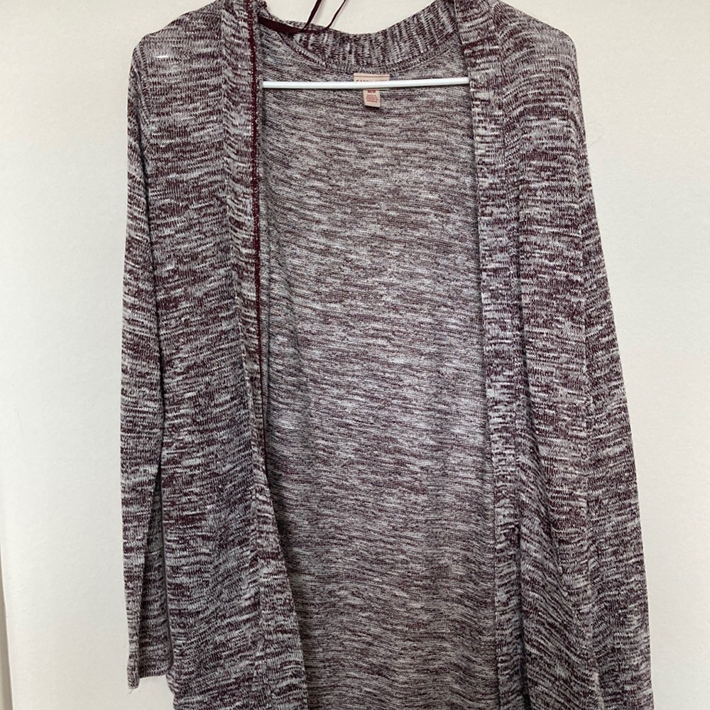 Maroon and Grey Thin Sweater / Cardigan